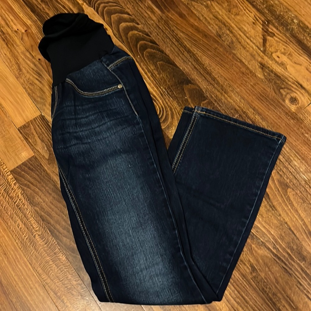 Jessica Simpson Petite XS (0-2) bootcut maternity jeans - dark wash